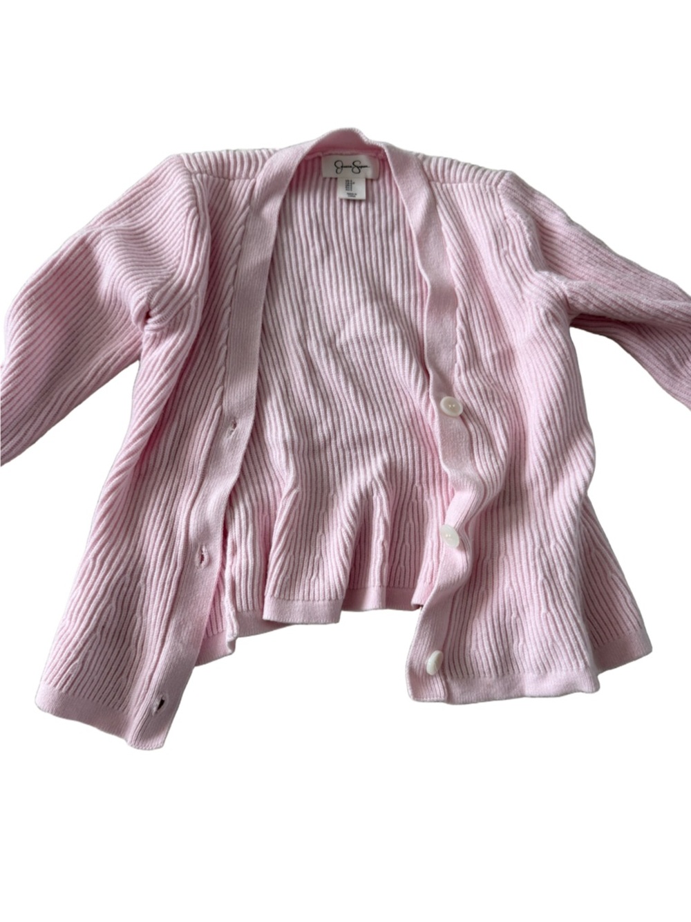 Jessica Simpson Soft Light Pink Ribbed Button Cardigan